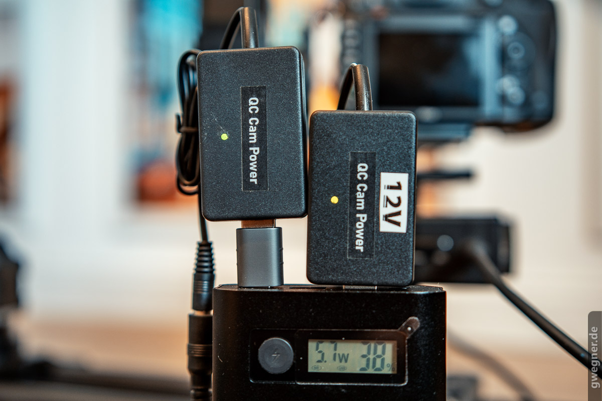 QC USB Powerbank zur Stromversorgung für Kamera und Slider nutzen mit dem QCCP  Adapter 